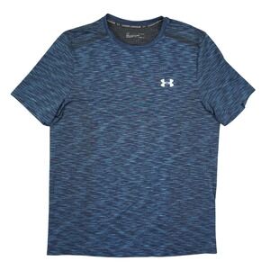 Under Armour T-Shirt Mens Large Blue Space Dye HeatGear Short Sleeve Tee